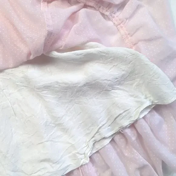 Vintage Jeunes Filles Gunne Sax Dress Girls Size 7-8 Pink Polka Dot Semi Sheer - Picture 6 of 9